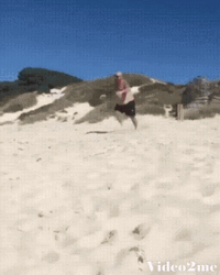 Big Man Head Stand Funny Beach GIF