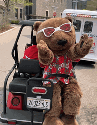Big Red Bear Ride On The Golf Cart GIF