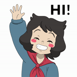 Big Smiling Face Wave Hello To Her Friends GIF