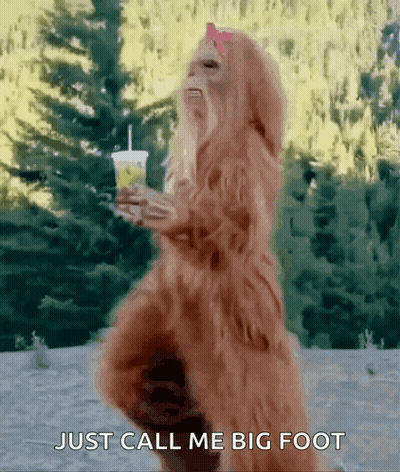 Bigfoot Holding Lemonade Saying Just Call Me Bigfoot GIF