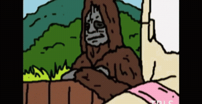 Bigfoot Sitting On A Fence GIF
