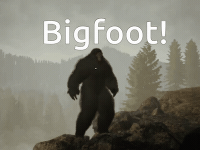 Bigfoot Standing On Rock In Woods GIF
