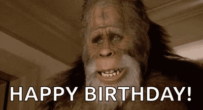 Bigfoot With Beard Saying Happy Birthday GIF