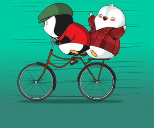 Biking Penguin Cycling Fun GIF