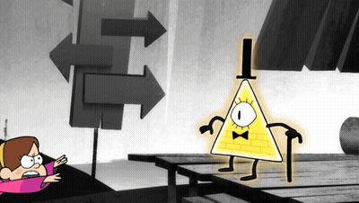 Bill Cipher Standing Next To Girl In Pink Shirt GIF