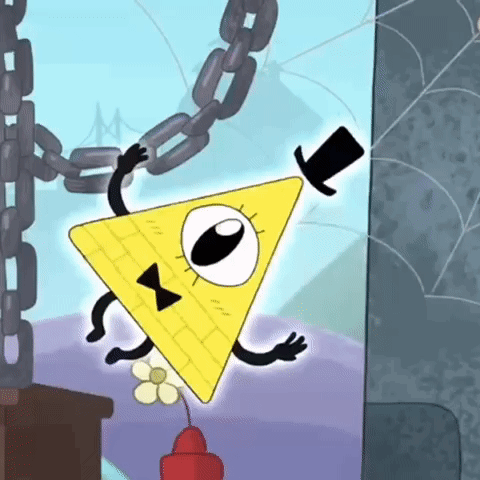 Bill Cipher Wearing Top Hat Holding Flower GIF