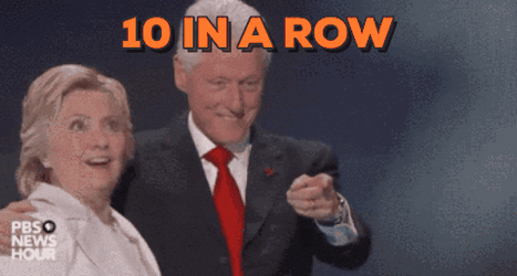 Bill Clinton Balloons Ten In A Row GIF