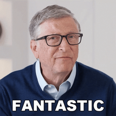 Bill Gates Glasses And Blue Sweater Saying Fantastic GIF