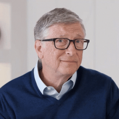 Bill Gates In Glasses And Blue Shirt GIF