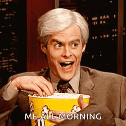 Bill Hader All Morning Eating Popcorn Meme GIF