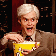 Bill Hader Snl Excitedly Eating Popcorn Meme