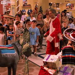 Billy Bob Thornton Drunk Santa Falling On Gifts GIF