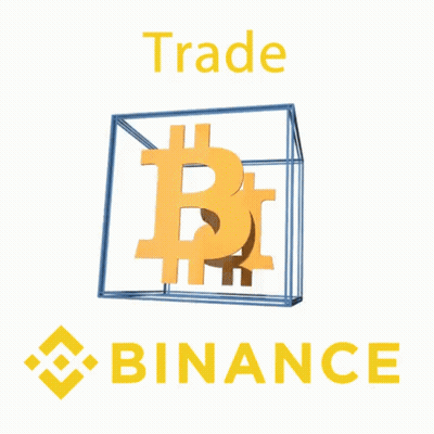 Binance Logo Cube With Two Bitcoins Inside GIF