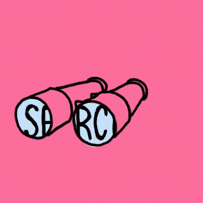 Binoculars With Captain Written On Pink Background GIF