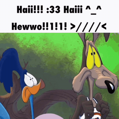 Bird And Coyote Saying Haii 3:33 Hewwo GIF