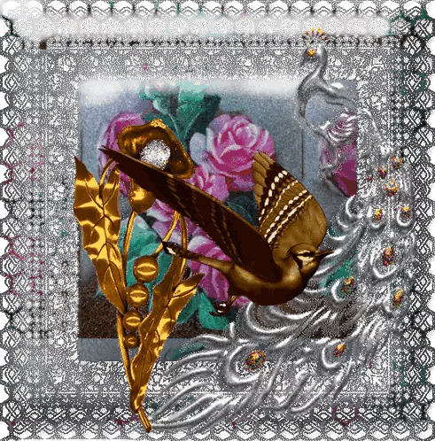 Bird And Flowers Frame Sticker