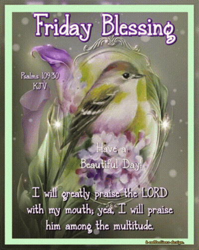 Bird And Flowers Friday Blessing GIF