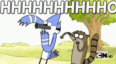 Bird And Raccoon With Tree Saying Hhhhhhhhh GIF