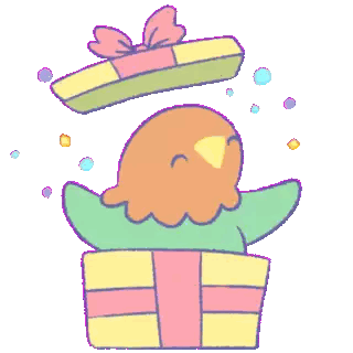 Bird Coming Out Of Present Box Sticker