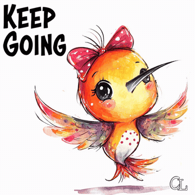 Bird Drawing Saying Keep Going GIF