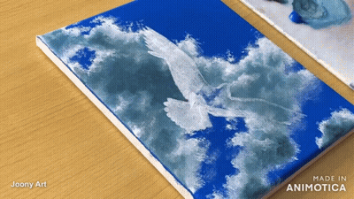 Bird Flying In Sky Animatica Painting GIF