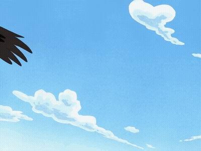 Bird Flying With Heart Shaped Cloud GIF