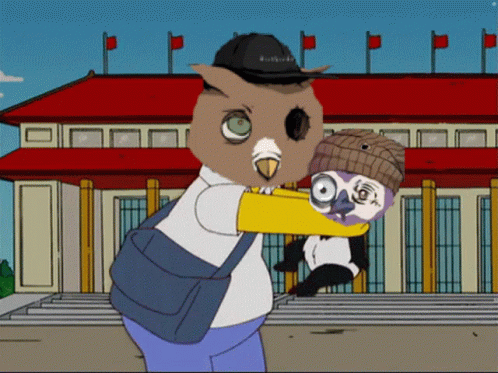 Bird-Headed Man Holding A Bird GIF
