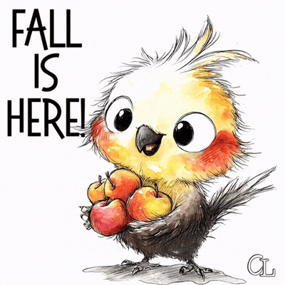Bird Holding Apples Fall Is Here GIF