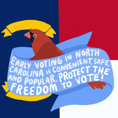 Bird Holding Blue Banner Early Voting North Carolina GIF