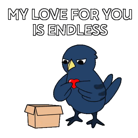 Bird Holding Heart Next To Love Box Sticker