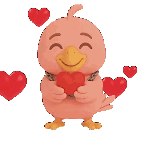 Bird Holding Red Heart With Hearts Sticker