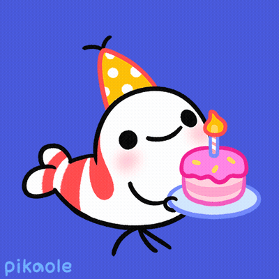 Bird In Party Hat Holding Birthday Cake With Candle GIF
