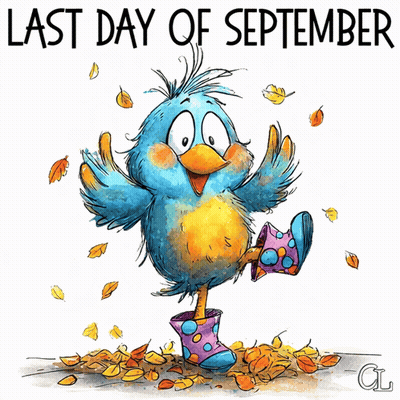 Bird In Rain Boots Last Day Of September GIF