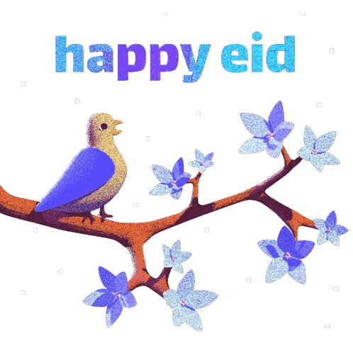 Bird Perched With Happy Eid Sticker