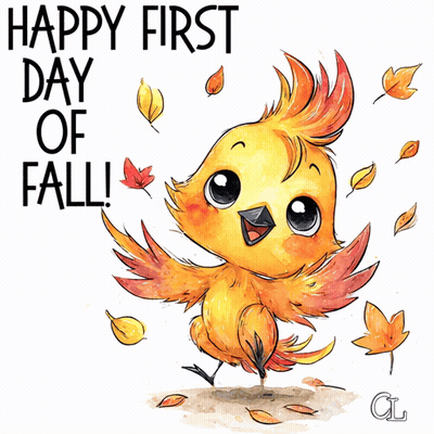 Bird Saying Happy First Day Of Fall GIF