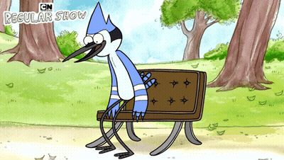 Bird Sitting On Bench Regular Show GIF