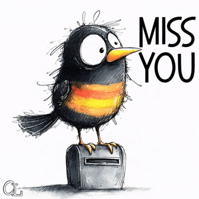 Bird Standing On Mailbox Saying Miss You GIF