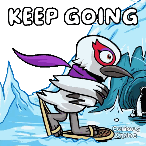 Bird Wearing Mask And Scarf Says Keep Going Sticker