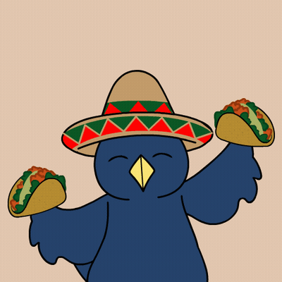 Bird Wearing Sombrero Holding Tacos GIF