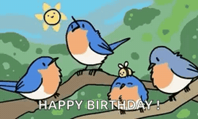 Birds Sitting On Tree Branch Singing GIF