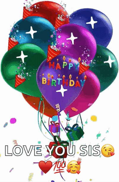 Birthday Balloons Saying Happy Birthday GIF
