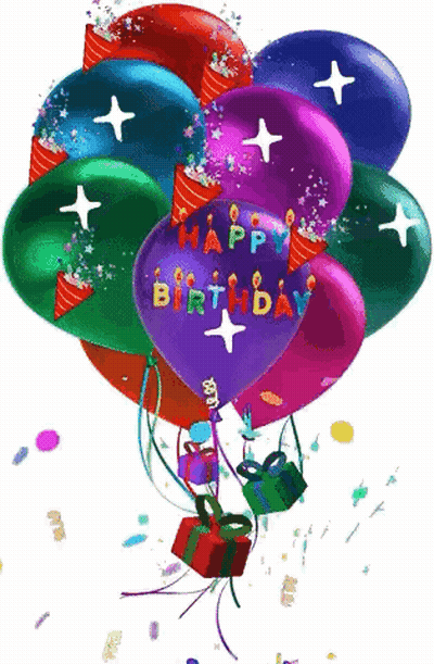 Birthday Balloons Saying Happy Birthday GIF