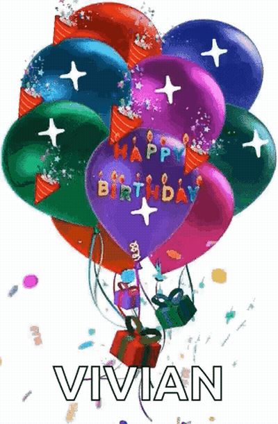 Birthday Balloons With Name Vivian GIF