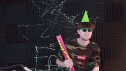Birthday Boy Pops Confetti Cannon GIF