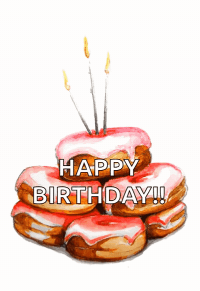 Birthday Cake Made Of Donuts Saying Happy Birthday GIF