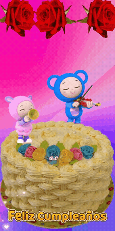 Birthday Cake Saying Feliz Cumpleanos GIF