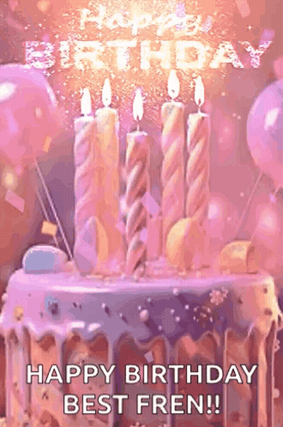 Birthday Cake Saying Happy Birthday Best Fren GIF