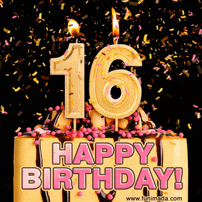 Birthday Cake With 16 Candle GIF