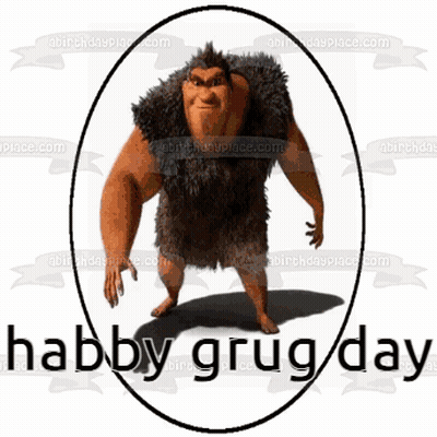 Birthday Cake With Aardvark Saying Happy Grug Day GIF