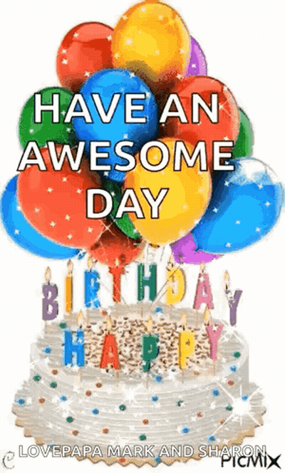 Birthday Cake With Balloons And Candles GIF
